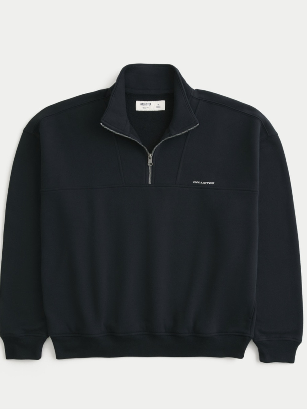Hollister Men's Half-Zip Sweatshirt - Black